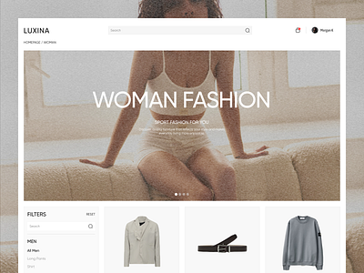 LUXINA - Ecommerce Fashion Categories Page categories clean clothes design ecommerce fashion online shop product page shop shopify shopping ui web web design website