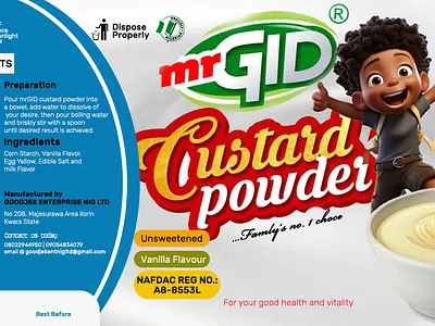 Mr Gid Custard Powder branding graphic design ui