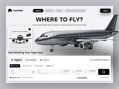 Flight Ticket Booking aircraft airline airplane airport boarding pass booking design flight flight booking flight booking website flight ticket home page landing page plane ui vehicle web webdesign website website design