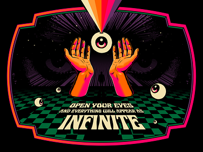 Open your eyes design illustration psychedelic retro surrealism typography vector vintage vision