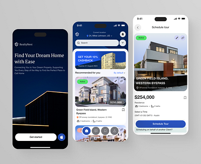 RealtyNest - Real Estate Mobile App design home home finder interface ios mobile app design mobileapp mortgage product design property property finder real estate real estate app real estate mobile app ui ui design uiux ux ux design