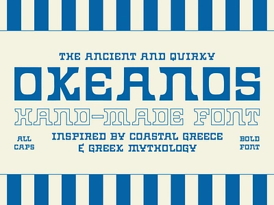 Okeanos Font ancient brand branding coastal custom type font food graphic design identity lettering logo logotype menu mythology ocean sea seafood typeface typography wordmark