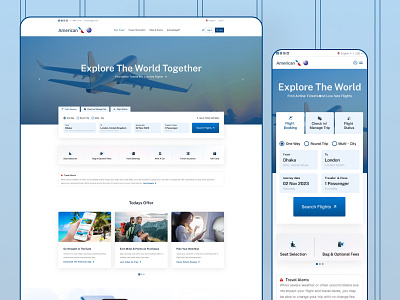 American Airlines ReDesign Concept advertising american airline bank brand branding figma finance graphic design identity landing page mordern design product dresign ticket booking travel typography ui user experience user interface visual identity web design