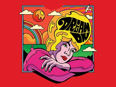 Dream on! design dream illustration lettering pop art psychedelic retro sixties surrealism typography vector vintage