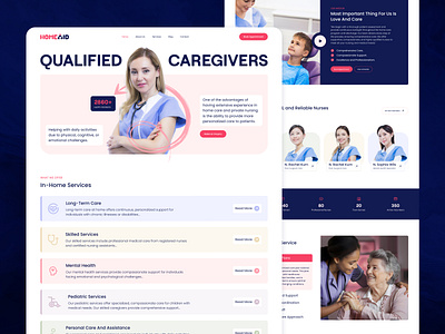 Nursing Landing Page | Medical Website care caregiver child care clinic health home page landing page medical care medical landing page medical website nursing nursing home nursing landing page nursing website personal care private nursing senior care ui webdesign website design