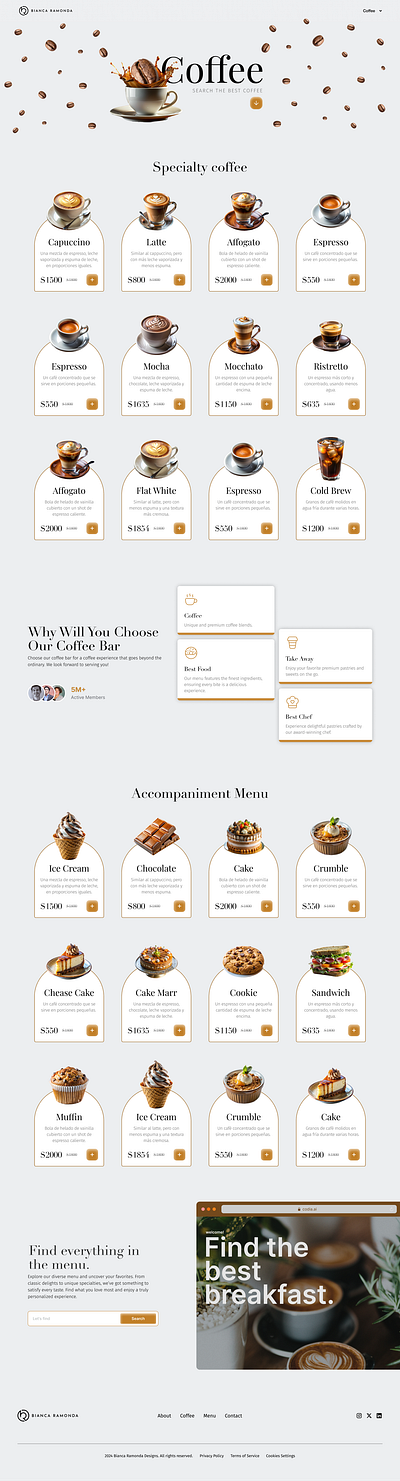 Landing Page | Coffee Bar coffee figma landign page uxui