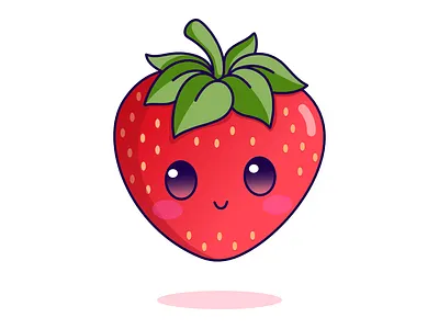 Strawberry cute fruits kawaii strawberry vector