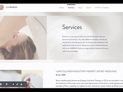 Skincare Website Design-Service Page branding e commerce facial mobile design sknincare website design