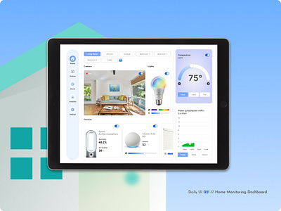 Daily UI Challenge #021 - Home Monitoring Dashboard challenge daily ui daily ui 21 dashboard interface home dashboard home monitor home security monitoring smart home tablet ui