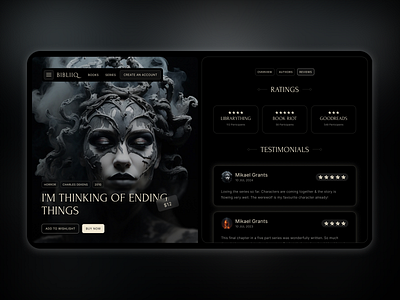 BIBLIQUE - Online Book Store Web Design animation book store branding clean design dark ui design futuristic ui graphic design motion graphics online store ui user interface ux