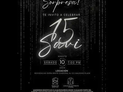 Tarjeta de Invitación de 15 años 15 3d animation branding celebration copas creatividad diseño diseño grafico elegancia felicidad fiesta grafico ilustracio invitacion minimalista motion graphics quince años tarjeta ui