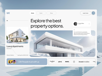Real Estate Website apartement clean design hero section house layout property real estate real estate web ui user interface ux web design website