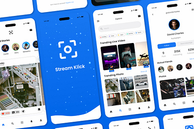 Stream Klick - Social Media Mobile App app application book branding buy cinema customer design efficiency entertainment film interface multimedia platform seat ticket ui video watch