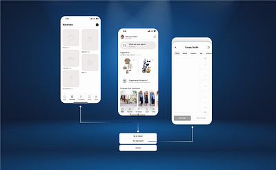 Virtual Wardrobe Application application closet clothing fashion information architecture light color mobile style ui ux ux reseach visual design wardrobe