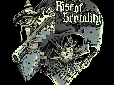 Rise of Brutality (Clothing Brand) apparel badge brand clothing clothing brand design illustration illustrator lettering logo merch merchdesign patch print skull typography vector