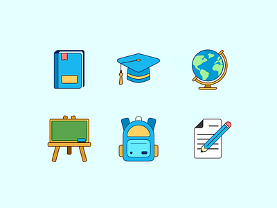 Minimalist School Icons Vector Pack backpack branding chalkboard clean education education icon flat globe graduation cap icon icon design icon pack icon set icons illustration minimal school school icon vector vector icon