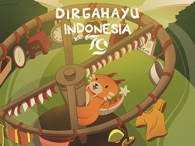 Indonesia independence Day branding character cute design green homepage illustration independence indonesia orange typography