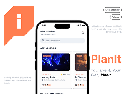 PlanIt - Event Organizer Apps apps branding design design wesite dribbbletrend eco friendly website event apps event organizer graphic design illustration logo mobileapps ui ui design uidesign uiux design ux ux design