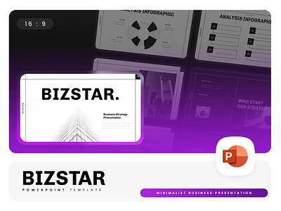 Bizstar PowerPoint Template bizstar black business gsl key minimalist modern ppt pptx presetation template ui website white