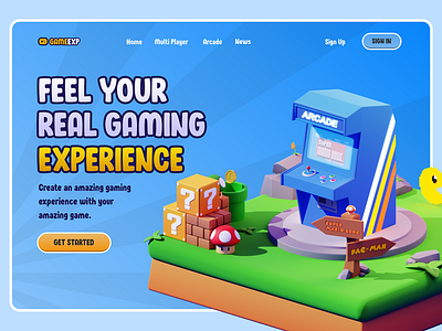 3D Game Arcade - Heros Header 3d 3d characters 3d games 3d gaming 3d icon arcade branding character design gaming graphic design icon illustration multipayer pacman strory ui vr web 3d web games