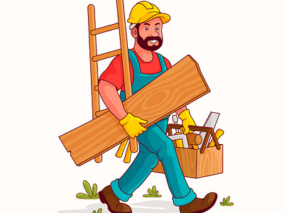 The handyman is eager to work design graphic illustrator handyman illustration male people vector wood wood worker worker