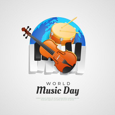 World music day illustration design drum earth graphic design illustration music piano realistic vector world music day