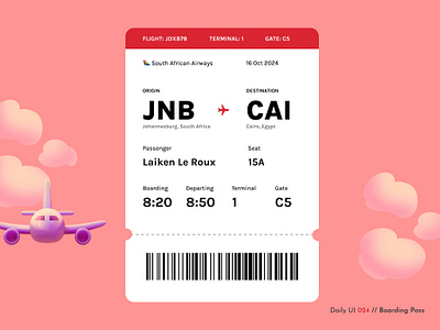 Daily UI Challenge #024 - Boarding Pass airline boarding pass challenge daily ui daily ui 24 flight flight ticket ticket ticket app travel