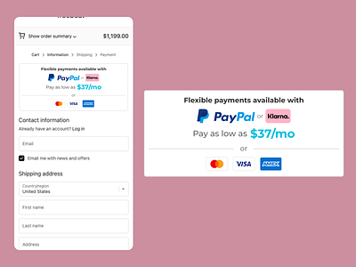 E-commerce | Flexible Payments Highlight digital product design