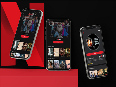 Netflix Mobile Application Redesign 3d mockup figma logo designing mockup netflix product design ui ux