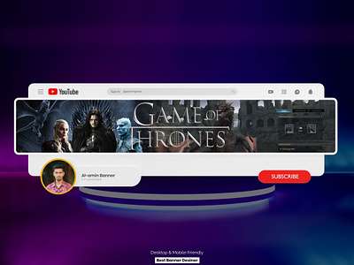 Gaming youtube Banner Design by Game Of Thrones banner banner youtube channel art cover design gaming banner youtube youtube banner youtube banner design youtube channel