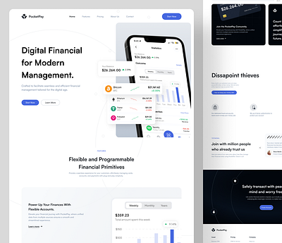 PocketPay | Landing Page cleen dashboard destkop finance finance management landing page ui user interfaces