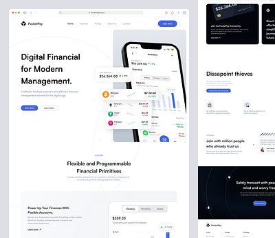 PocketPay | Landing Page cleen dashboard destkop finance finance management landing page ui user interfaces