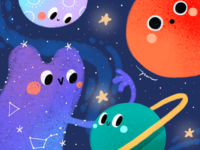 Youniversal cartoon character color colorful cute design illustration moon planets universe