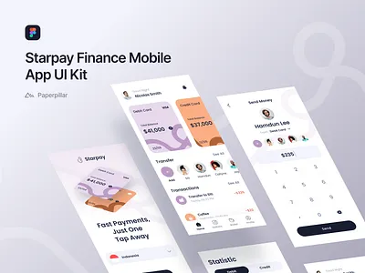 Free UI Kit - Starpay Finance Mobile App android app clean community design download figma figma community free free ui kit freebies ios iphone mobile responsive typography ui ui kit ux whitespace