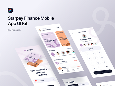 Free UI Kit - Starpay Finance Mobile App android app clean community design download figma figma community free free ui kit freebies ios iphone mobile responsive typography ui ui kit ux whitespace