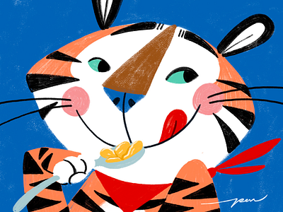 Frosted Flakes cartoon cereal character color colorful cute design flakes forsted illustration tiger tony