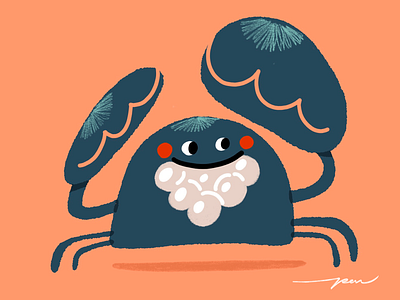 Crab beach cartoon character color colorful crab cute design illustration ocean