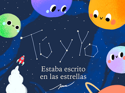 Escrito en las estrellas cartoon character color colorful cute design escrito español estrellas illustration quote