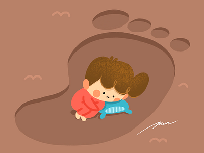 Fear cartoon character color cute depression design fear illustration pain trauma