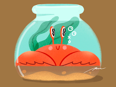 Crab Jar bottle cartoon character color crab crystal cute design illustration jar