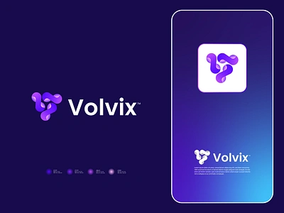 Volvix™; Artificial Intelligence Software Company Logo Branding 3d logo abstract ai brand identity brand mark branding company logo creative logo crypto logo cyber security data icon illustration logo logo design nft software tech tool web3