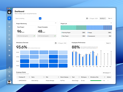 Dasbar - HR Management Dashboard admin dashboard analytics attendance dashboard dashboard design data visual design employee employee management figma hr hr management human resource human resources management dashboard product design saas ui ui design uiux