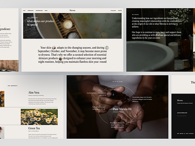 Merona - Ingredients Page aesthetic beauty beauty care body care brand identity branding cosmetic design girls hero ingredients page landing page marketing website minimalist product design skincare ui ux website woman