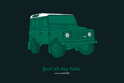 Surf Print | Defender Off-Road analog art defender design deus draw graphic design illustration illustrator land rover logo print sketch surf typography vector vintage