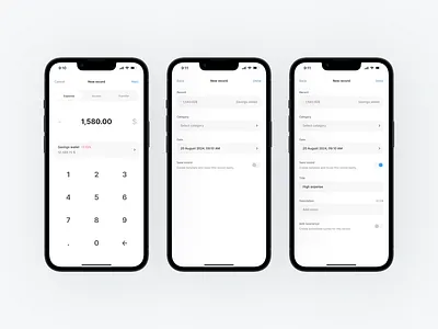 Record registry · Input navigation and flow · Blink automation experience field finance fintech ihpone input interaction ios keyboard light minimalist mockup money navigation style toggle ui ux white
