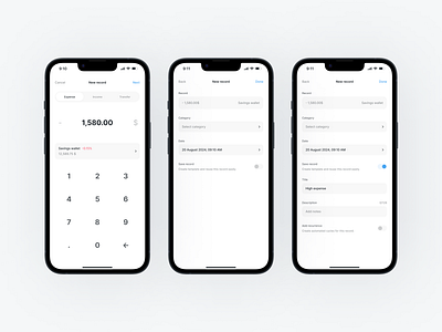 Record registry · Input navigation and flow · Blink automation experience field finance fintech ihpone input interaction ios keyboard light minimalist mockup money navigation style toggle ui ux white