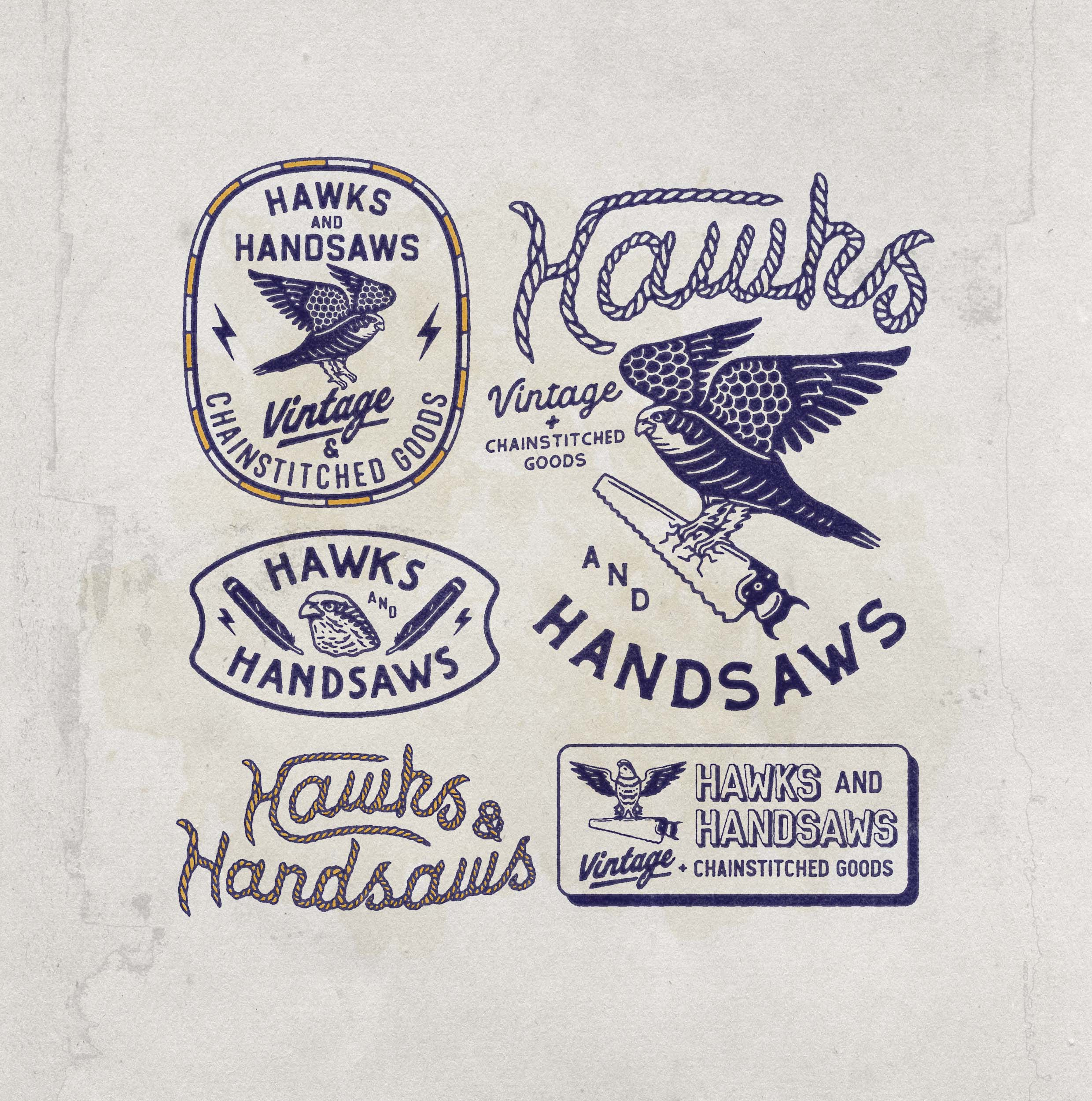 Hawks and Handsaws - Badge Design angonmangsa badge badges brand branding collection design graphic design graphicdesign hand drawn handsaws illustration lockup logo