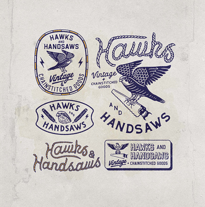 Hawks and Handsaws - Badge Design angonmangsa badge badges brand branding collection design graphic design graphicdesign hand drawn handsaws illustration lockup logo