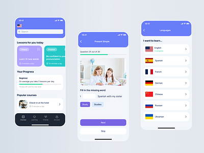 App for learning languages app concept design figma mobile mobile design ui ui design