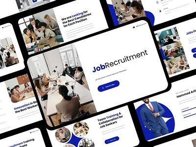 Recruitment - Hiring Presentation blue branding business hire hiring job powerpoint powerpoint presentation powerpoint template presentation template